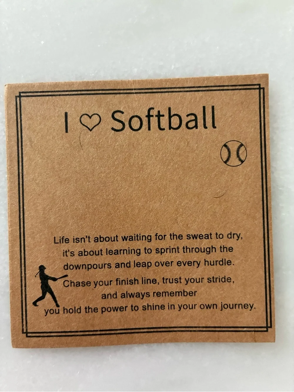 Gold Heart & Softball Dangle Necklace - Yellow sporty